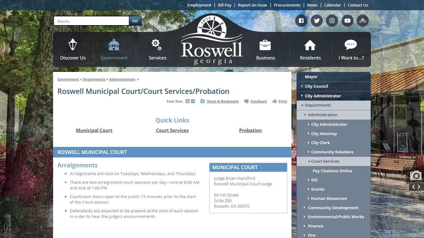 Roswell Municipal Court/Court Services/Probation | Roswell, GA