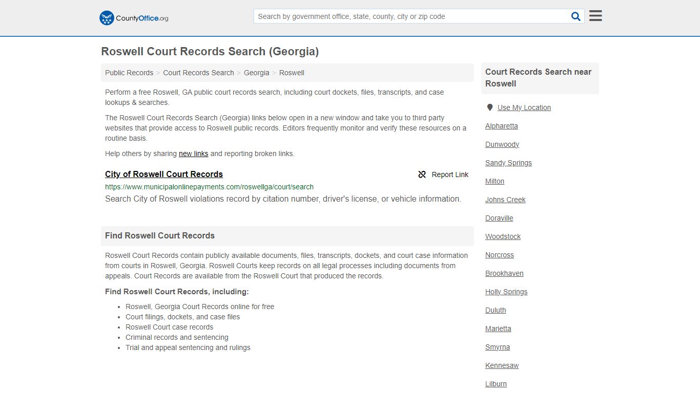 Roswell Court Records Search (Georgia) - County Office