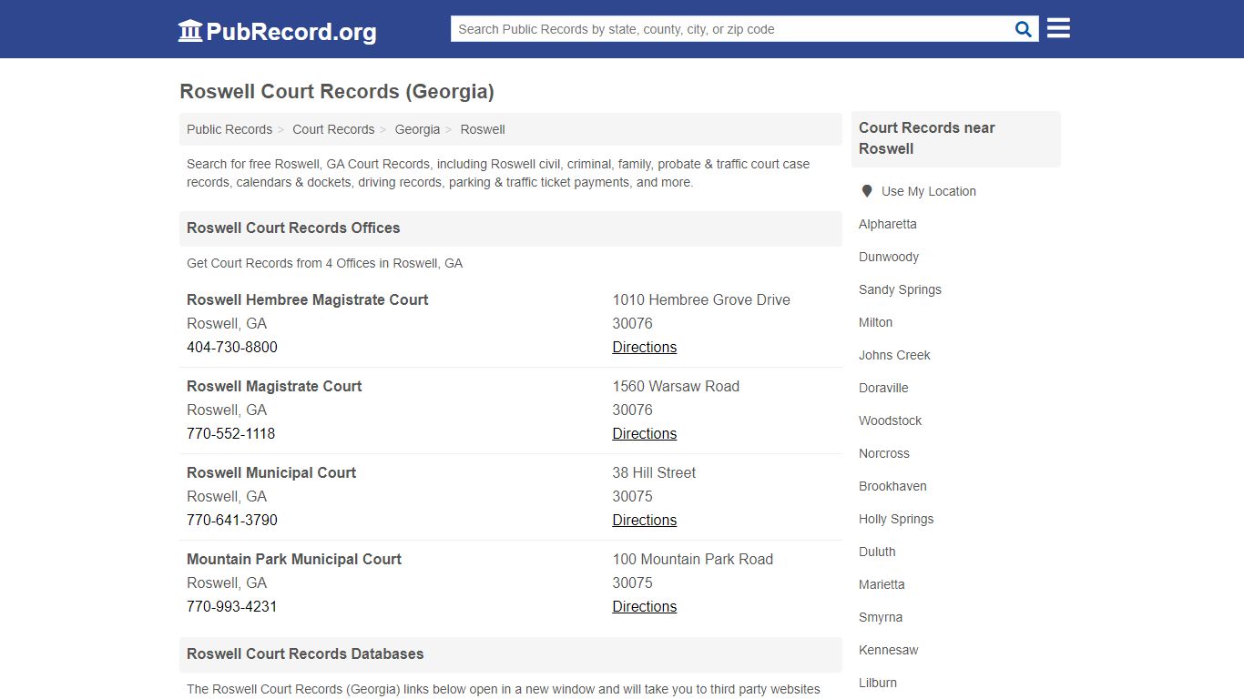 Free Roswell Court Records (Georgia Court Records) - PubRecord.org