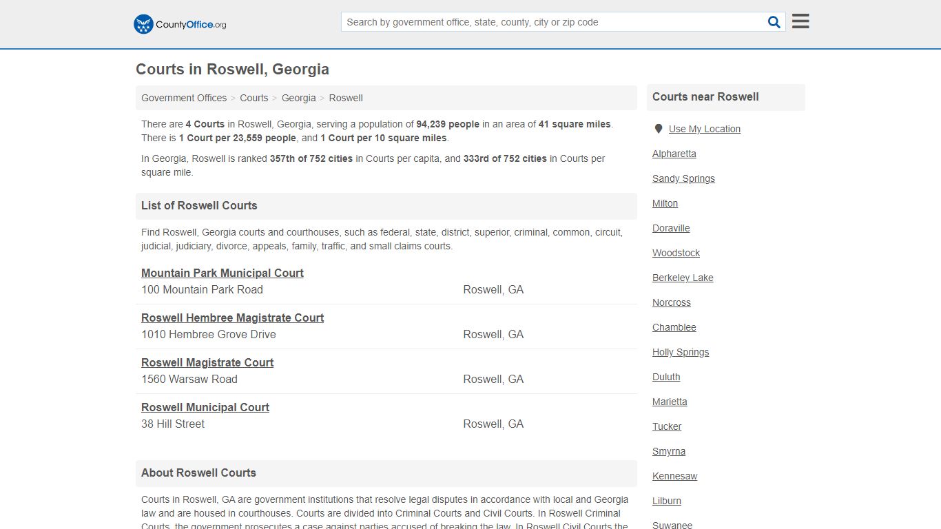 Courts - Roswell, GA (Court Records & Calendars)