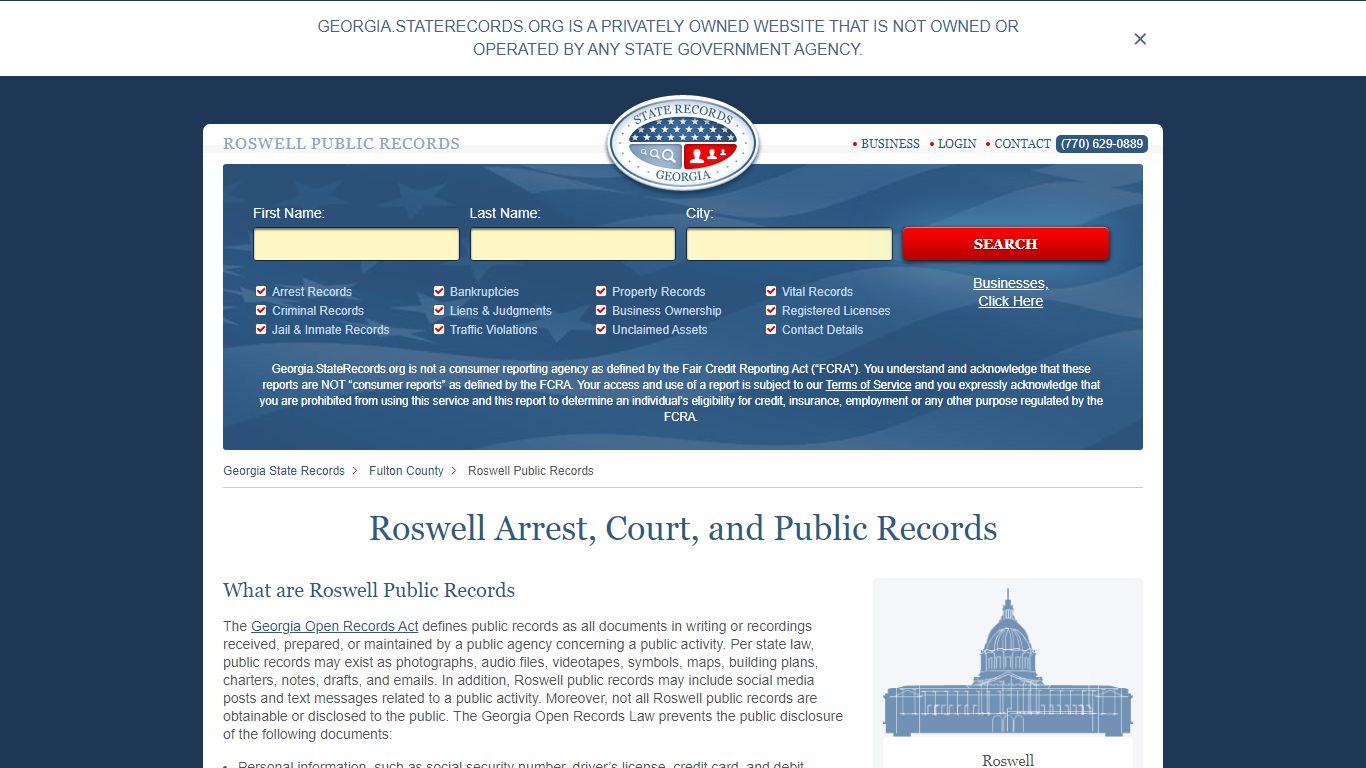 Roswell Arrest and Public Records | Georgia.StateRecords.org